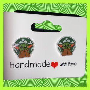 Disney Baby Yoda Starbucks Stud Earrings